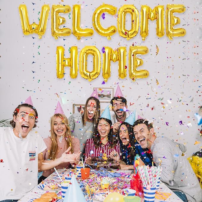 2 Set 22Pcs Gold WELCOME HOME Letter Balloons 16in Balloon Foil Letter - Image 4