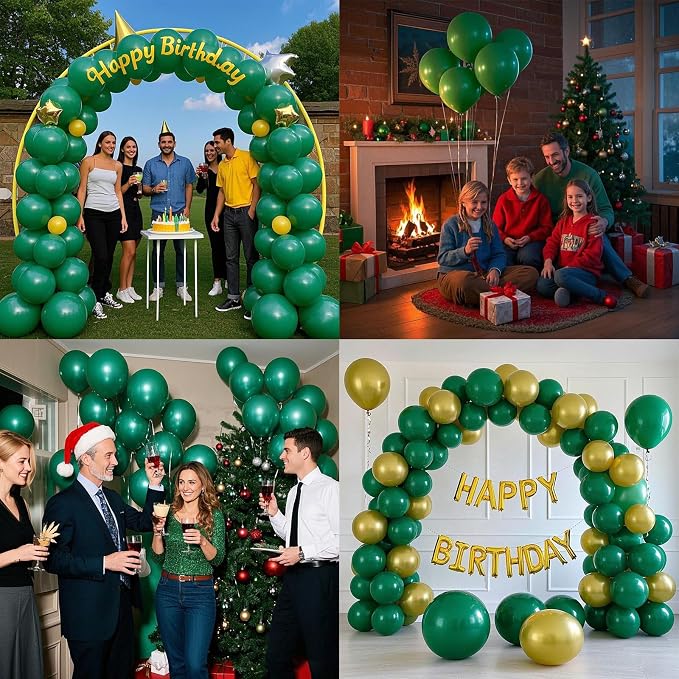 Green Balloons Dark Green Birthday Decorations 100 Pack 12 inch Round Party - Image 4
