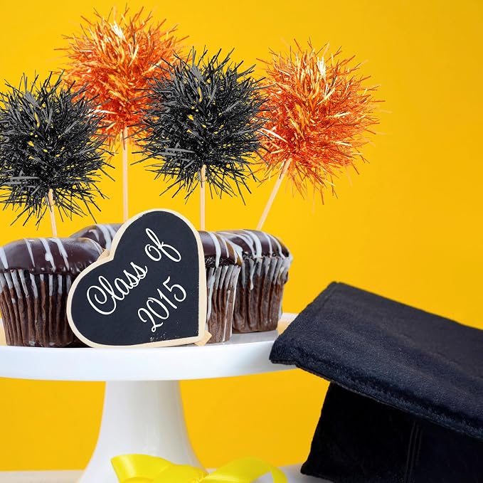 Chinco 100 Pcs Halloween Foil Firework Cupcake Toppers | Sparkle Tinsel Cake - Image 5