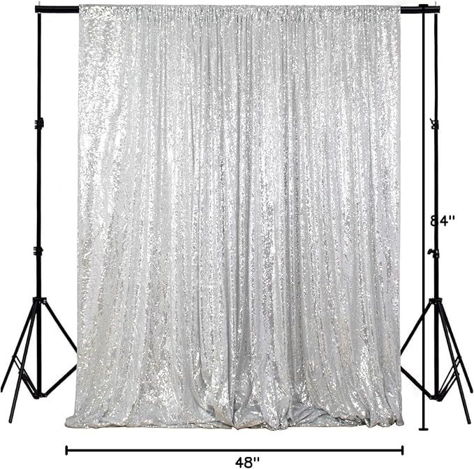 ShinyBeauty Photobooth Background Choice-4FTx7FT-Silver-Sequin backdrops, Sequin Fabric,Wedding backdrops,Rust Backdrop,Sequin Curtains,Photography Backdrop (Buy it Now) (4FTx7FT, Silver)