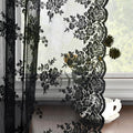 Kotile Black Lace Curtains for Bedroom Vintage Floral W42xL54 Inch 2 Panels | by Kotile+Curtains