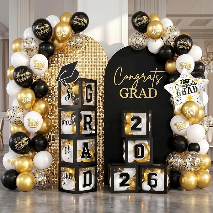 Graduation Decorations Class of 2026-Black and White Graduation Party - Image 6