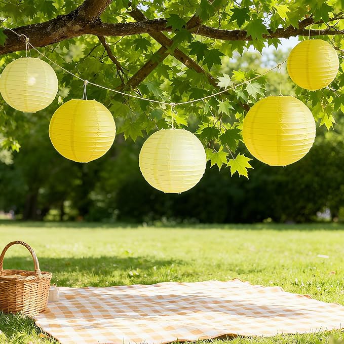 20Pcs Yellow Paper Lanterns Decorative, Hanging Lanterns - Image 4