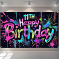 HOMETITUTE Graffiti 11th Happy Birthday Banner 71x43 Inch Neon Party | Glow in by HOMETITUTE