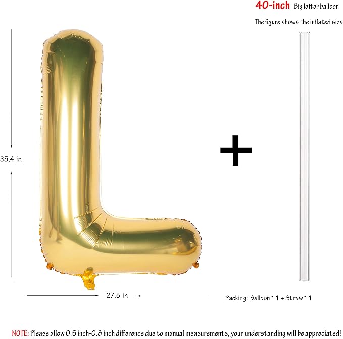 Letter Balloons 40 Inch Giant Jumbo Helium Foil Mylar Gold L | - Image 2