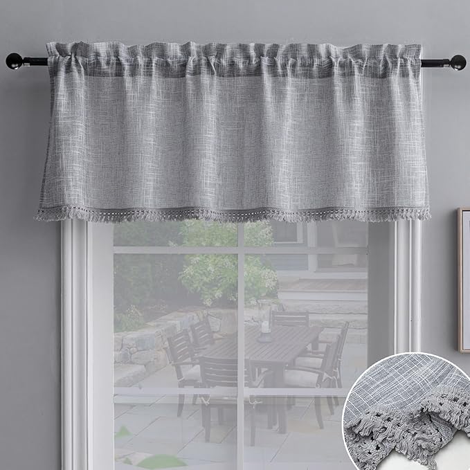 Beda Home Tassel Linen Textured Swag Curtain Valance by BedaHomeBedaLife