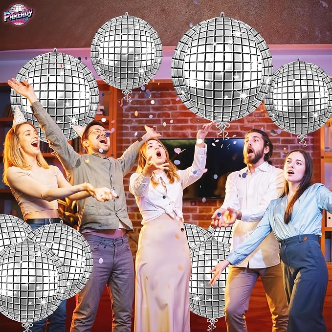 6pcs 22 Inch Silver Disco Ball Balloons, 4d Large Foil Aluminum Balloon - Image 7