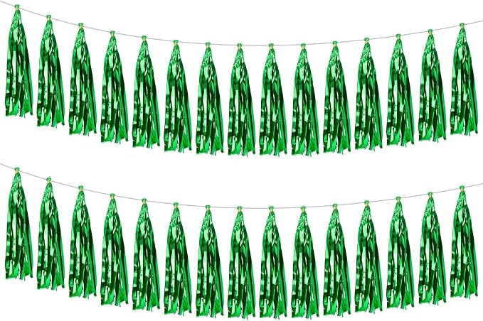 2 Pack Green Metallic Tassel Garland, Foil Fringe Banner Streamers by Unknown