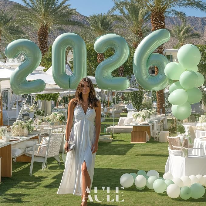 AULE 40 Inch Sage Green 3 Balloon Numbers Foil 0-9 Birthday Big Numbers | - Image 3