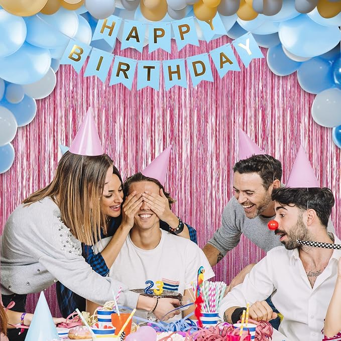 7 Pack 3.3 x 9.9 ft Holographic Bright Pink Streamers Party Decorations | Foil - Image 6