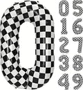 40In Black White Checkered Number 0 Balloon Race Car Digital Foil 0 Balloon | by YOIOZAIZAI