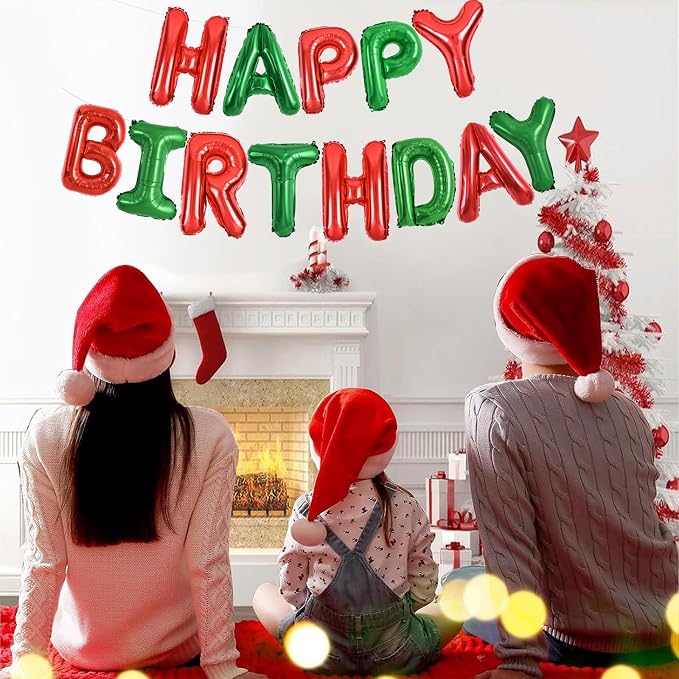 TONIFUL 16 Inch Red Green Happy Birthday Balloon Banner Decorations | Reusable - Image 4
