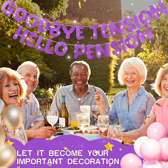 Retirement Banner Pre-Strung Banner Glitter Retirement Party Supplies - Image 6