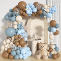 142Pcs Dusty Blue and Brown Balloons Arch Kit Different Size | Pastel Sand by OUDDYLIFE