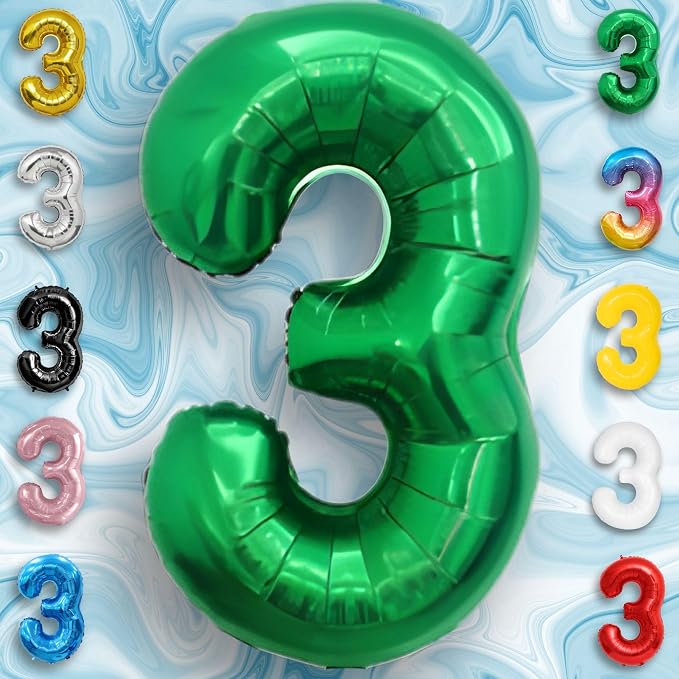 Green Number Balloon 3 Mylar Foil Balloons 32 inch - Image 5