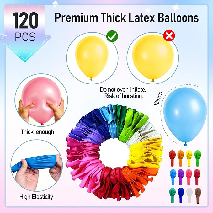 Latex Balloons 120 Pack 12 Inch 12 Colors - Image 3