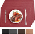 Vinyl Red Placemats Set of 4 Wipeable Waterproof Table Mats | Heat Resistant by BxzanDya-LifeSmartMaker