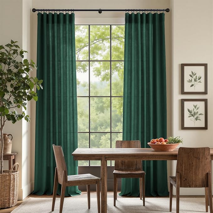 Pitalk Dark Green Curtains 63 Inch Length - Image 2