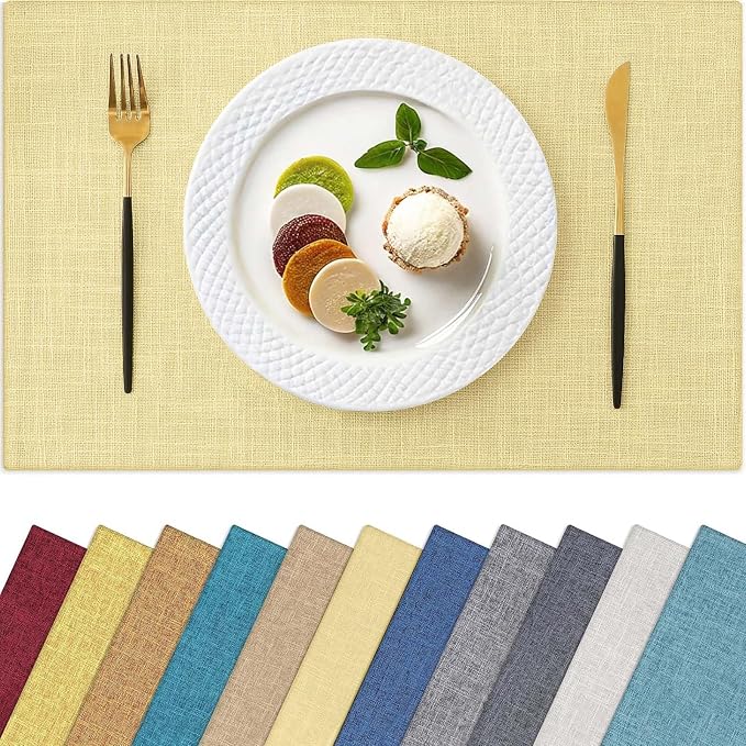 Homaxy Cloths Placemats for Dining Table Set of 6, Lemon Yellow | Heat Resistant by Homaxy
