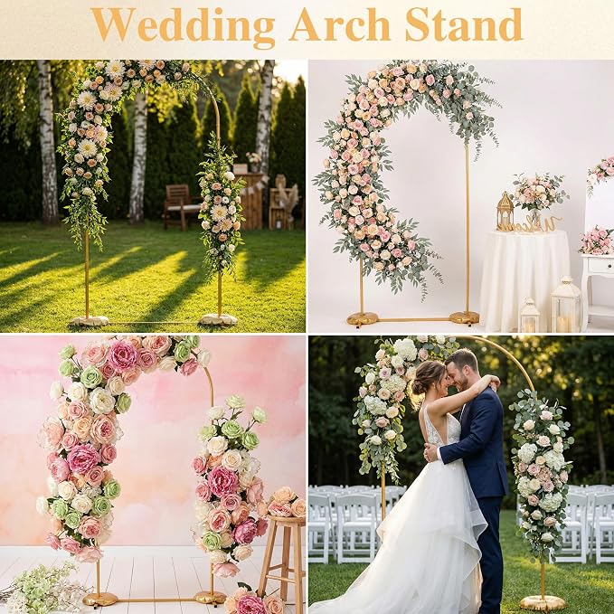 Frienda Gold Wedding Photo Arch Backdrop Stand Balloon Arch Stand - Image 4