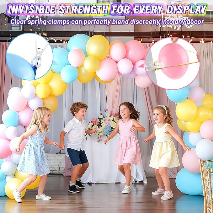 20 Pack Balloon Arch Clips, 3.5" Plastic Transparent Backdrop Spring Clamps - Image 4