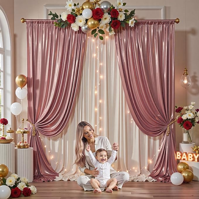 10x10FT Rose Gold Sequin Backdrop Curtain - Image 7