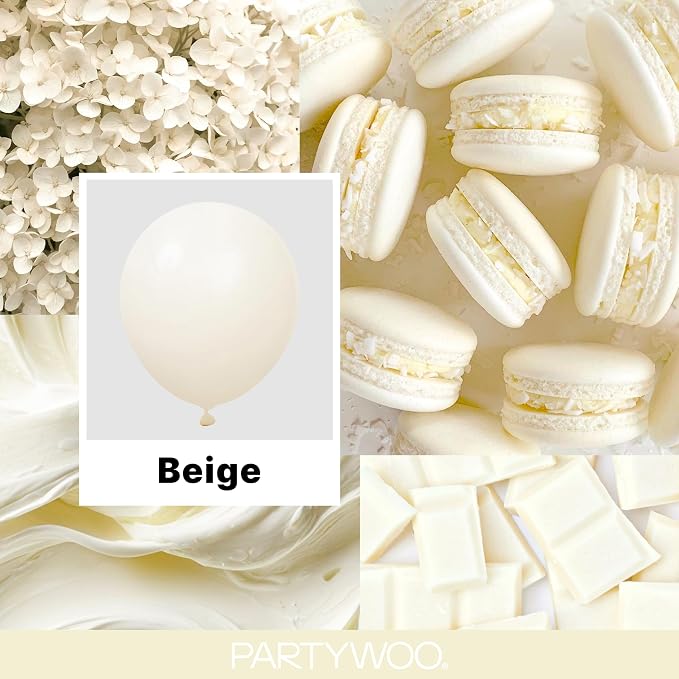 PartyWoo Beige Balloons 152pcs Cream Ivory Color 18 12 10 5 Inch | Balloons - Image 2