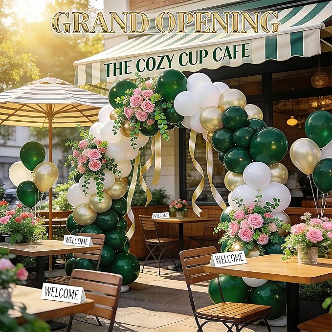 White Gold Green Balloons 100Pack 12 Inch Set Latex Party Decorations | White - Image 3