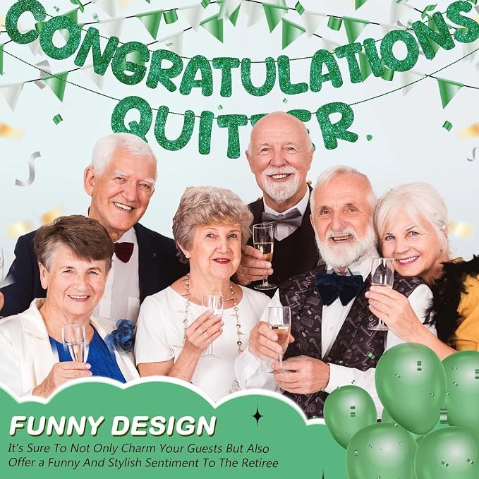 Fulmoon Pre Strung Congratulations Quitter Glitter Banner Funny Retirement - Image 4