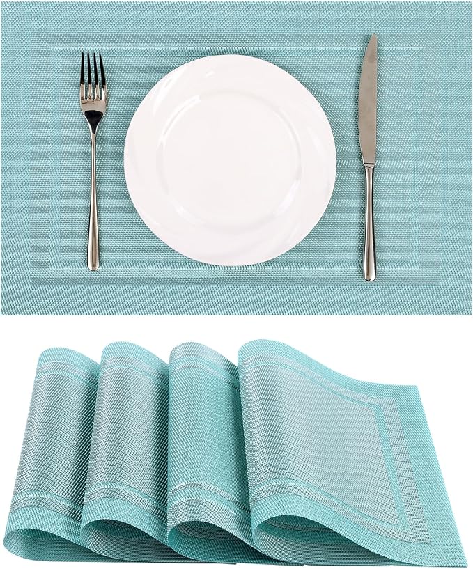 SHACOS Woven Vinyl Placemats Set of 4 Wipe Clean Place Mats by SHACOS