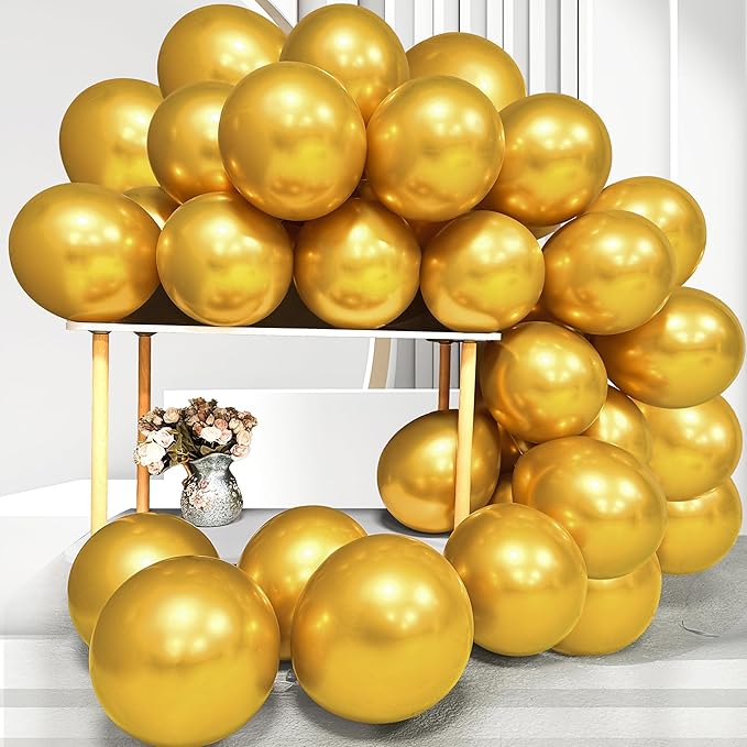 Firomi Metallic Chrome Gold Balloons 12-inch 100 Pack | Thicken Shiny Helium by Firomi