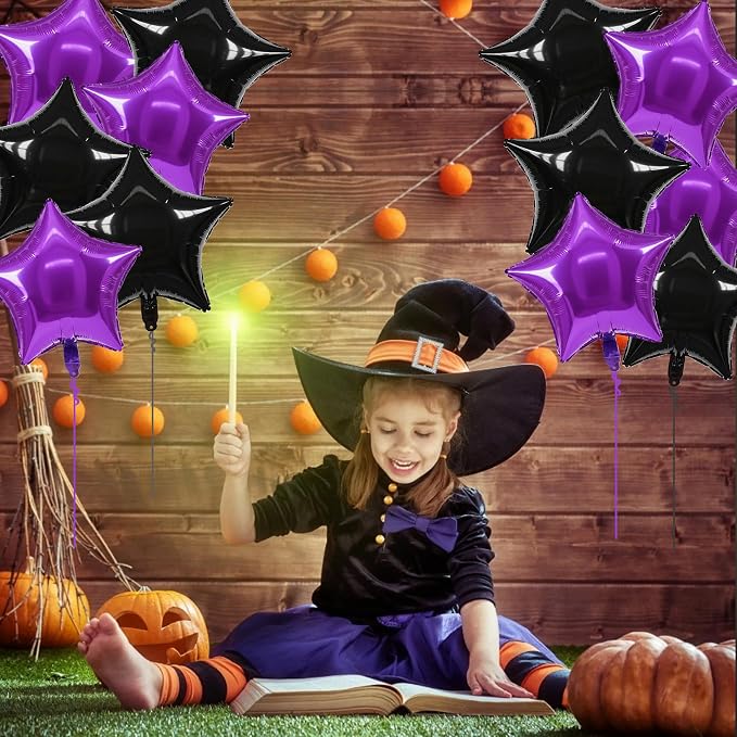 TONIFUL 30 Pcs Star Shaped Balloons 18 Inch Large Black Purple Foil Balloon | - Image 5
