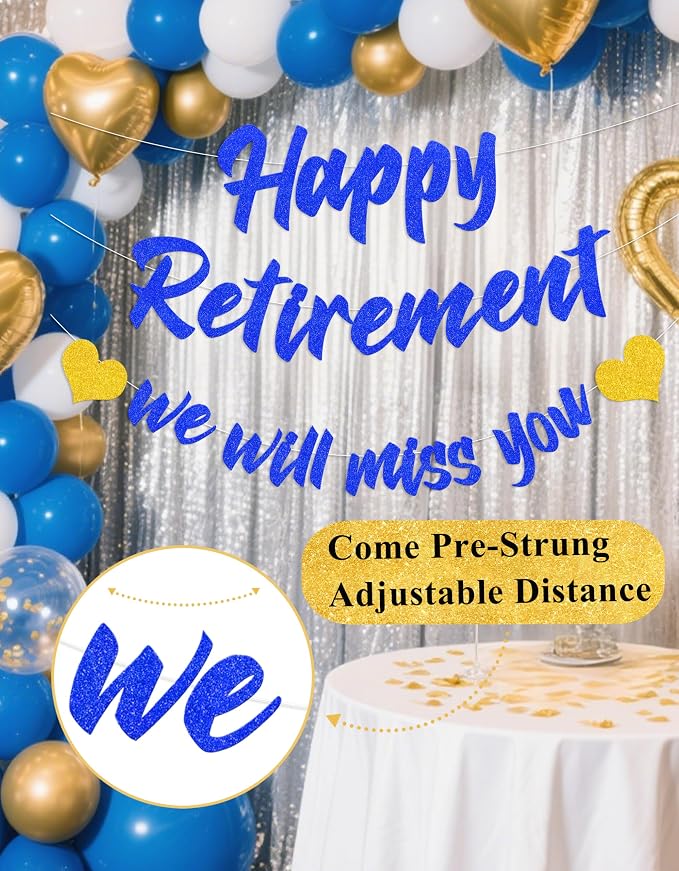 Pre-Strung Happy Retirement Banner & We Will Miss You Banner - Image 2