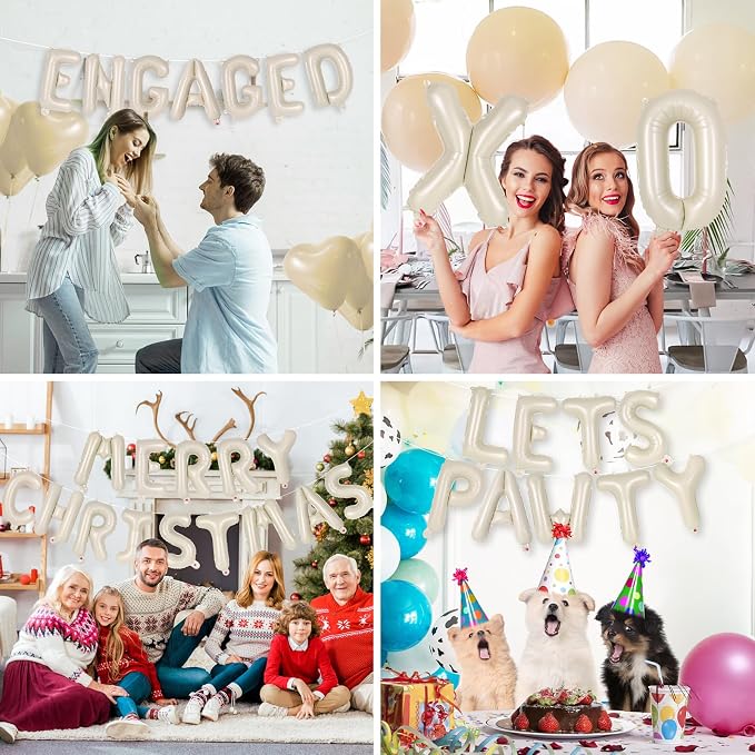 52 Pcs Cream Letter Balloons, 16 Inch Foil Alphabet Letter Balloons, Letter A-Z - Image 7