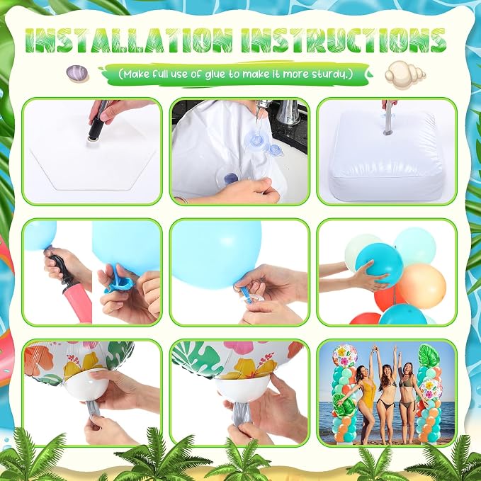 Kasyat 2 Sets Tropical Balloon Column Stand Kit Hawaiian Balloon Arch Garland - Image 4