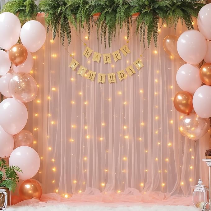 30x10ft Peach Tulle Backdrop Curtain - Image 4