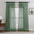 Dark Green Lace Curtains 96 Inches Long 2 Panels by FOLKSIDEHomeDecoration