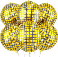 6pcs 22 Inch Gold Disco Ball Balloons, 4d Large Foil Aluminum Balloon by Paready