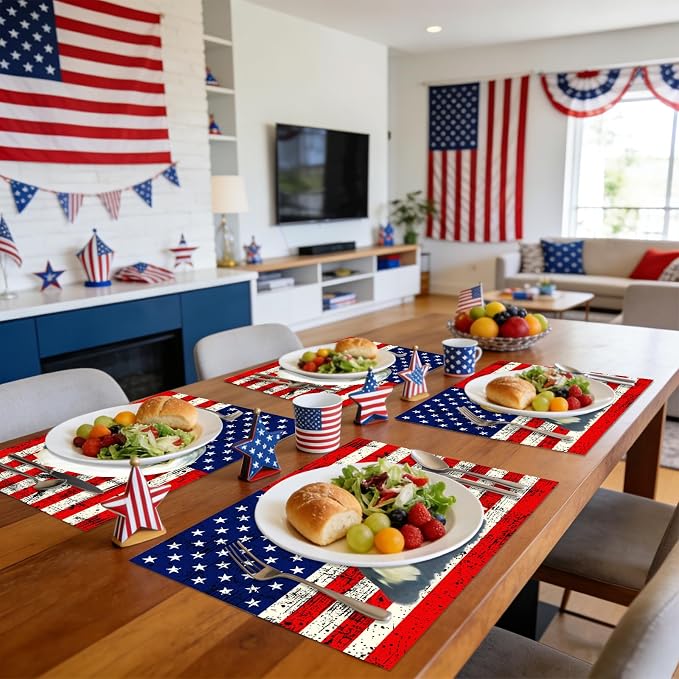 50Pcs Patriotic Disposable Paper Placemats American Flag Vintage Table Mats | - Image 5