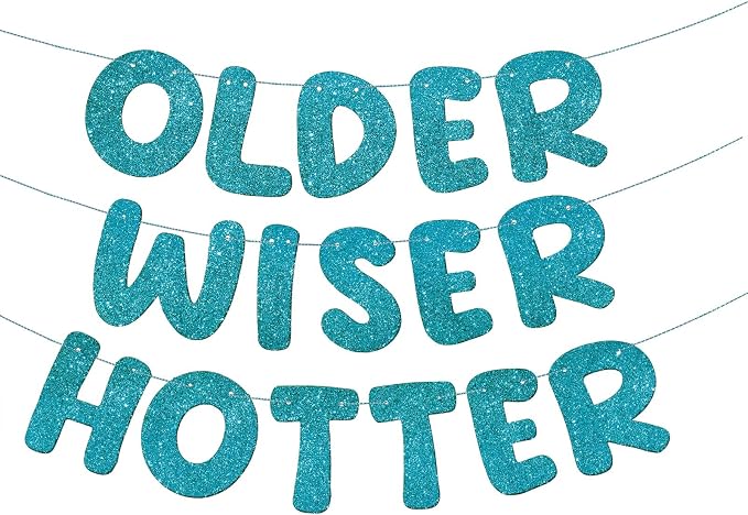 Fulmoon Set of 3 Pre Strung Older Wiser Hotter Glitter Banner Funny Birthday by Fulmoon