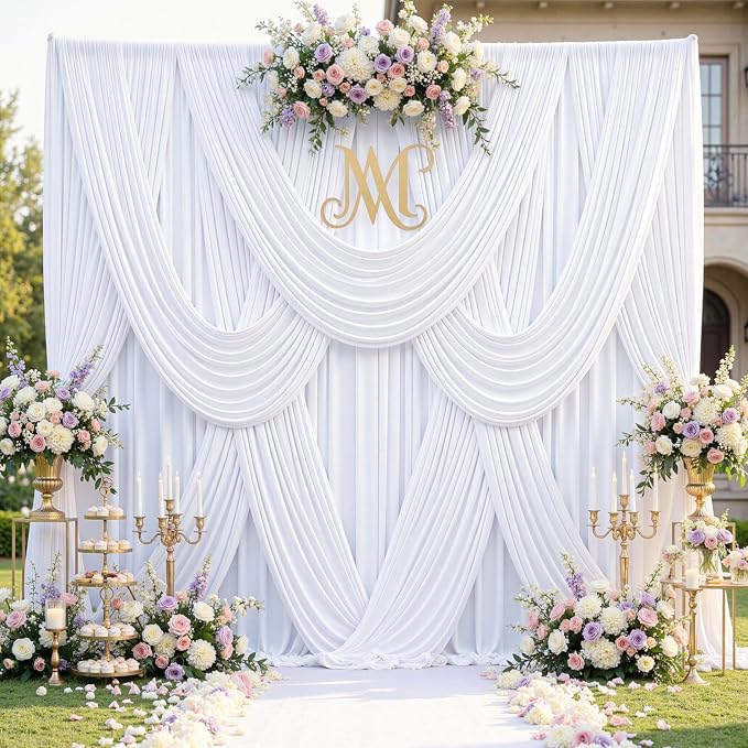 60ft x 12ft White Backdrop Curtains - Image 5