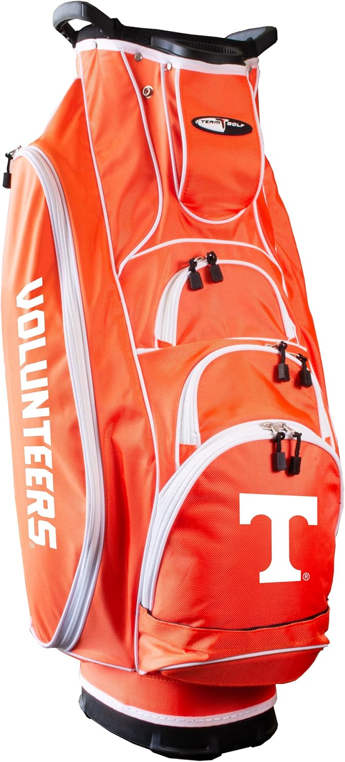 Team Golf NCAA Lightweight, 10-Way Club Divider, Spring Action Stand, Insulated Cooler Pocket, Velcro Glove and Umbrella Holder & Lift Assist Handles