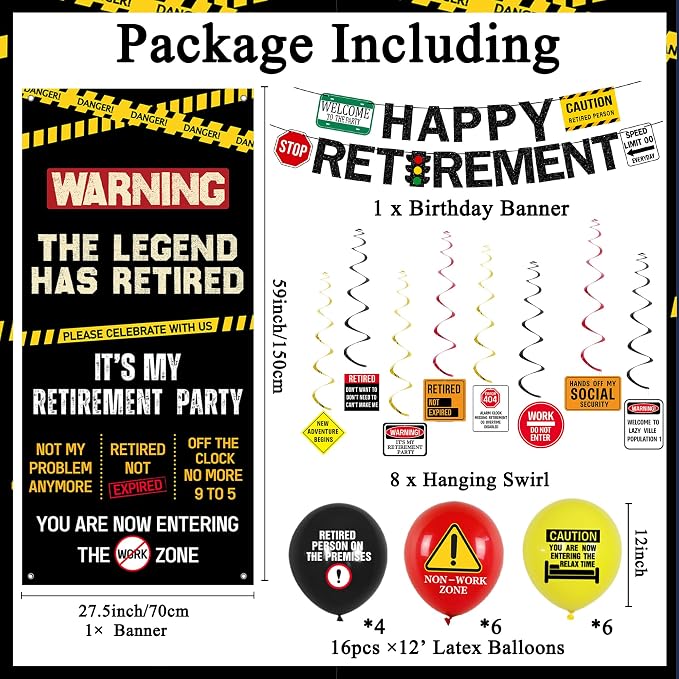 Roetyce Retirement Decorations, Caution Legend Has Retired Door Banner | Office - Image 2