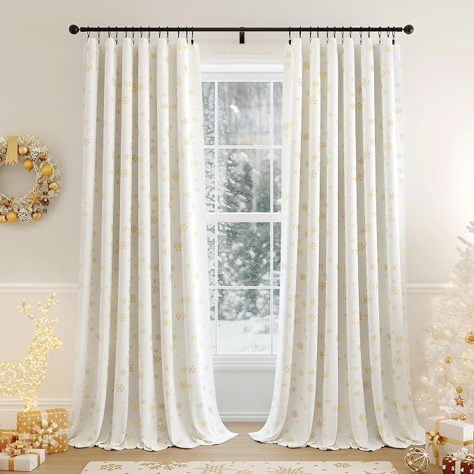 Beauoop Christmas Cream Velvet Curtains by Beauoop