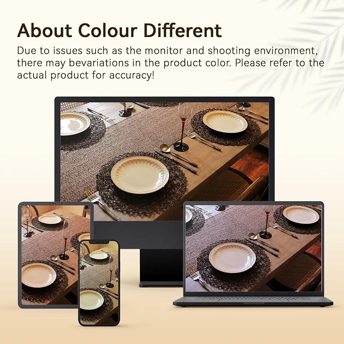 AHHFSMEI Paper Braided Round Placemats Set of 6 Natural Non-Slip Heat Resistant - Image 6