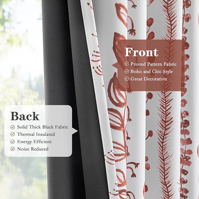 Terracotta Blackout Curtains 95 Inches Long 2 Panels - Image 5