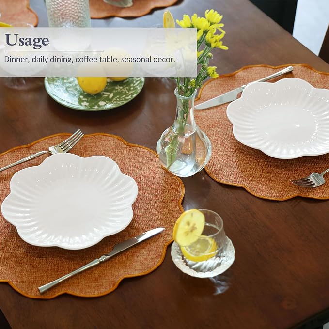 AHHFSMEI Round Faux Linen Placemats Set of 4 Heat Resistant Non-Slip Stain - Image 4