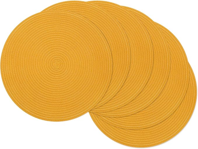 SHACOS 15 inch Round Braided Placemats Set of 6 Non Slip Washable Kitchen Table by SHACOS