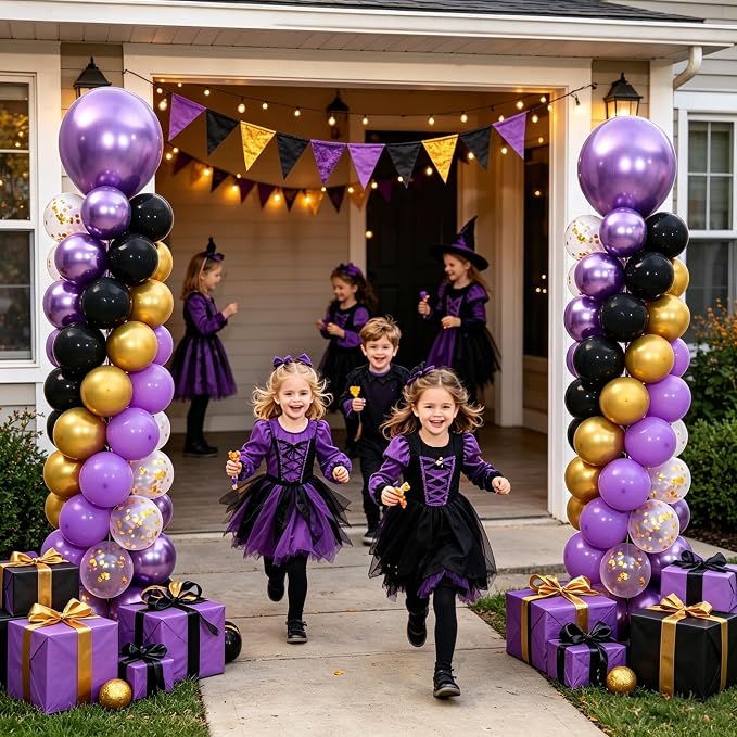 Purple and Black Gold Balloon Column Stand Kit Set of 2 - Image 8