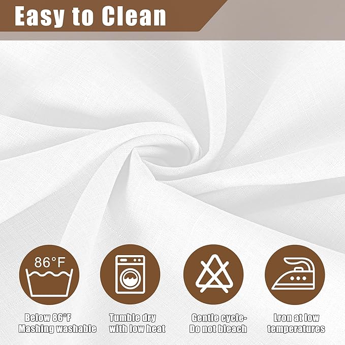 Fitable Faux Linen Tablecloths Rectangle 60 x 120 Inch - 2 Pack Textured Table Clothes for 8 Foot Tables, White Faux Burlap Table Covers for Dining, Party, Farmhouse, Banquet, Wedding